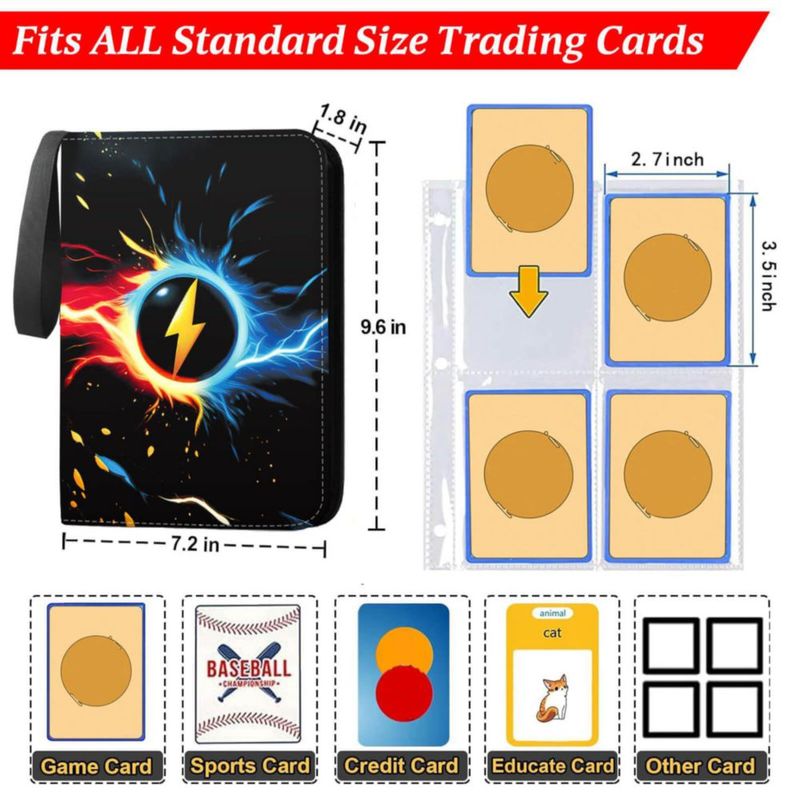 Carpeta de cartas Karjiang 400 bolsillos negro de cuero PU