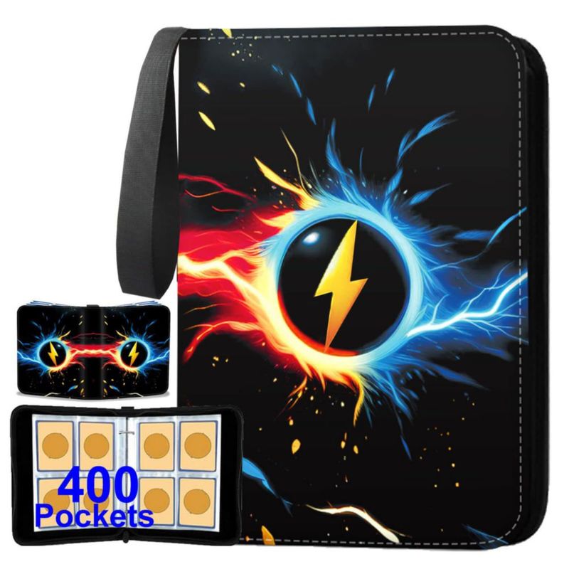 Carpeta de cartas Karjiang 400 bolsillos negro de cuero PU