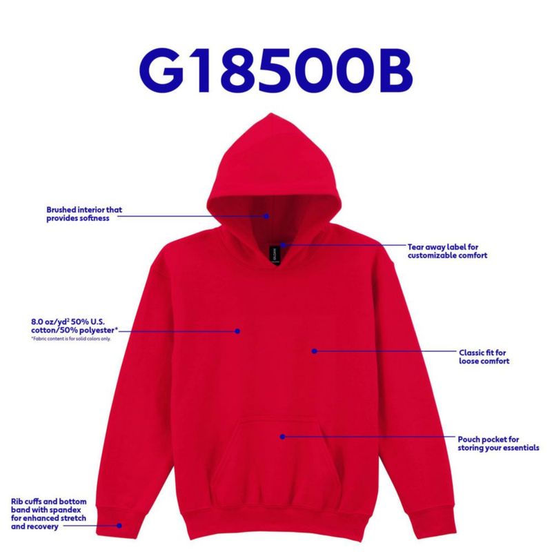 Sudadera con capucha Gildan G18500B negra talla S juvenil