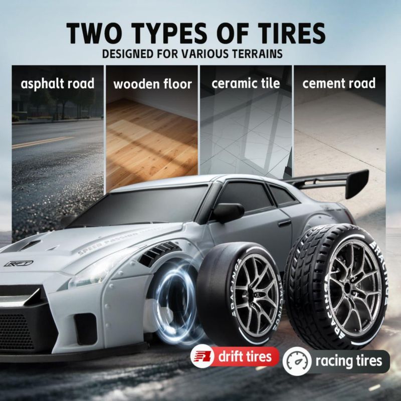 Coche RC de Drift Nowzeth 1/24 Control Remoto Gris