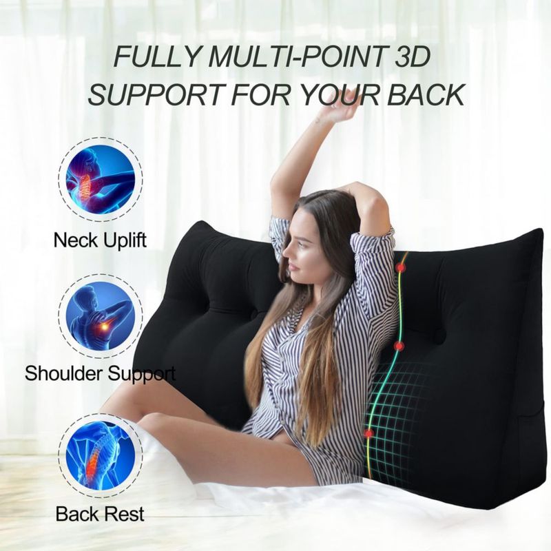 Almohada de Cabecera WOWMAX King Negro Terciopelo 20 cm