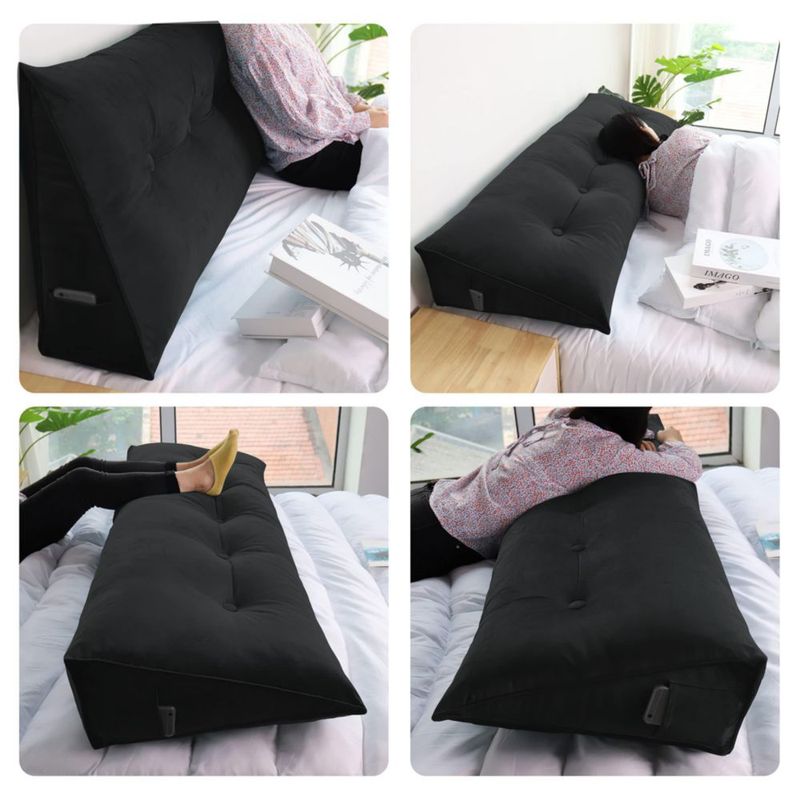 Almohada de Cabecera WOWMAX King Negro Terciopelo 20 cm