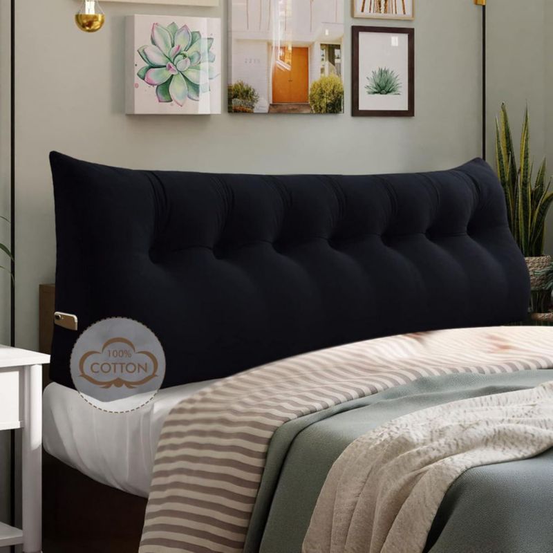 Almohada de Cabecera WOWMAX King Negro Terciopelo 20 cm