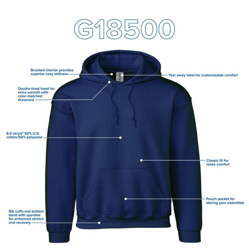 Sudadera con capucha Gildan G18500 azul marino talla grande (1 unidad)