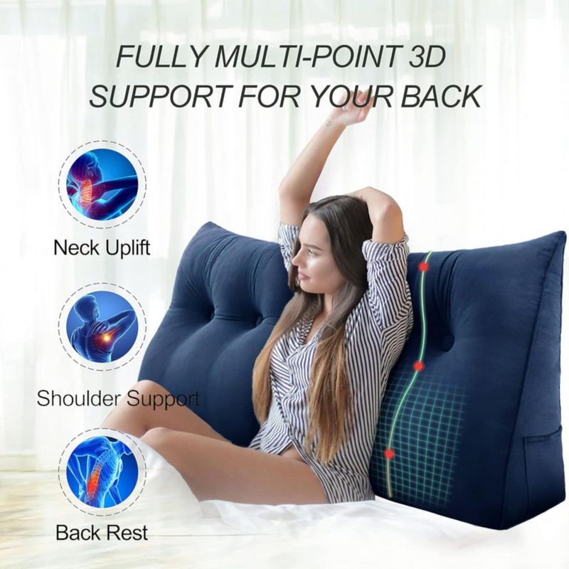Almohada de Cabecero WOWMAX King 20 cm Terciopelo Azul Oscuro