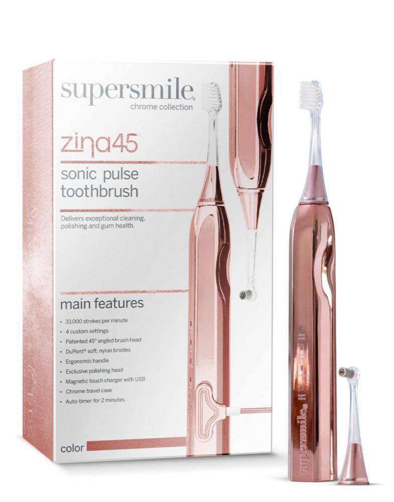 Supersmile Zina45 Deluxe Sonic Pulse - Cepillo de dientes recargable en oro rosa