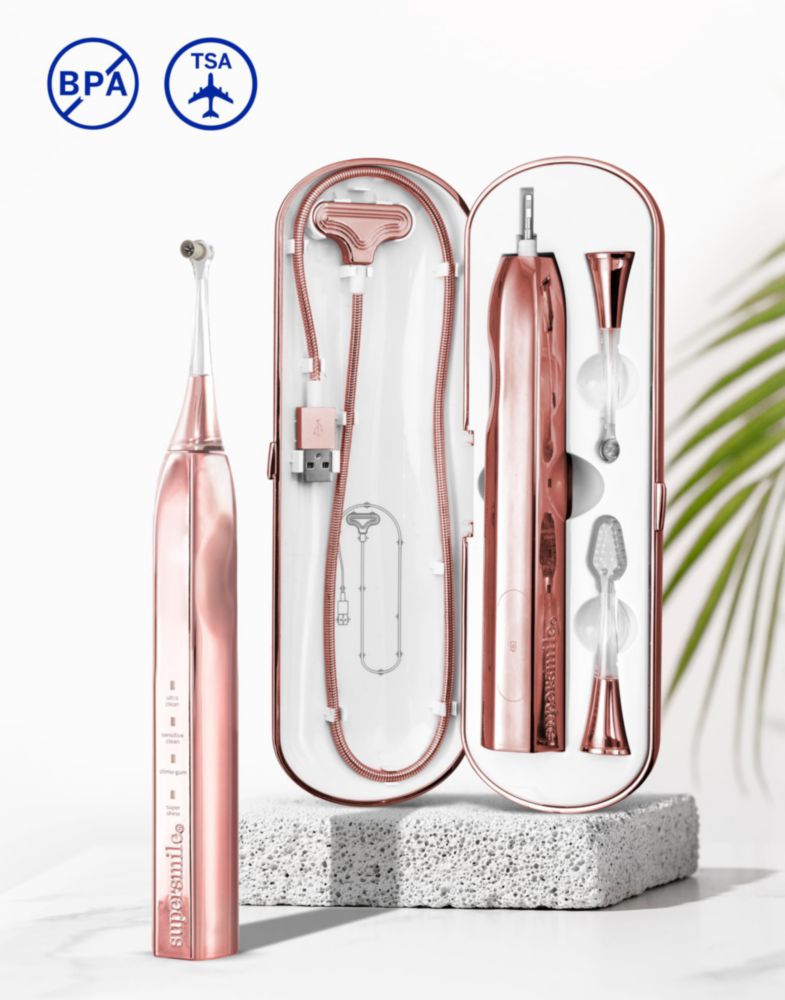 Supersmile Zina45 Deluxe Sonic Pulse - Cepillo de dientes recargable en oro rosa