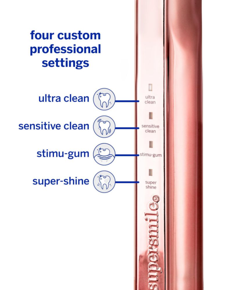 Supersmile Zina45 Deluxe Sonic Pulse - Cepillo de dientes recargable en oro rosa