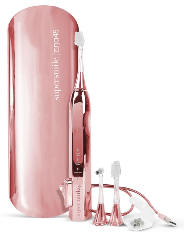 Supersmile Zina45 Deluxe Sonic Pulse - Cepillo de dientes recargable en oro rosa