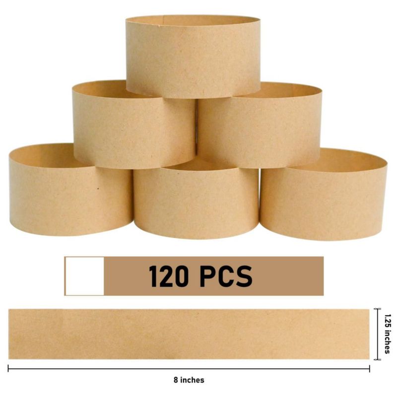 Cintas de Papel Kraft para Billetes LLIKED Pack de 120 (20 × 3 cm) Sin Imprimir
