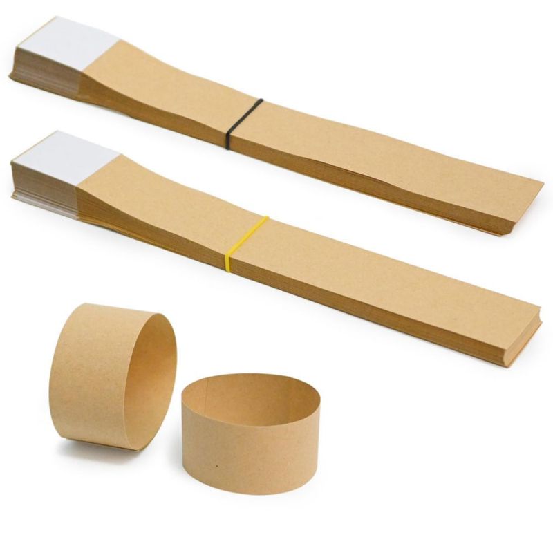 Cintas de Papel Kraft para Billetes LLIKED Pack de 120 (20 × 3 cm) Sin Imprimir
