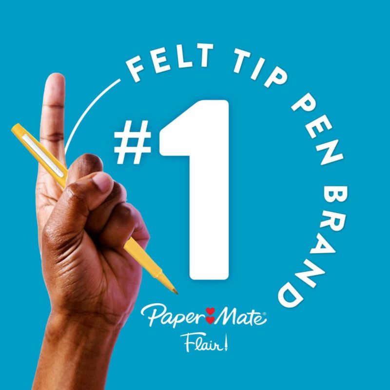 Pluma de punta de fieltro Paper Mate 07 mm Negro - 8 unidades