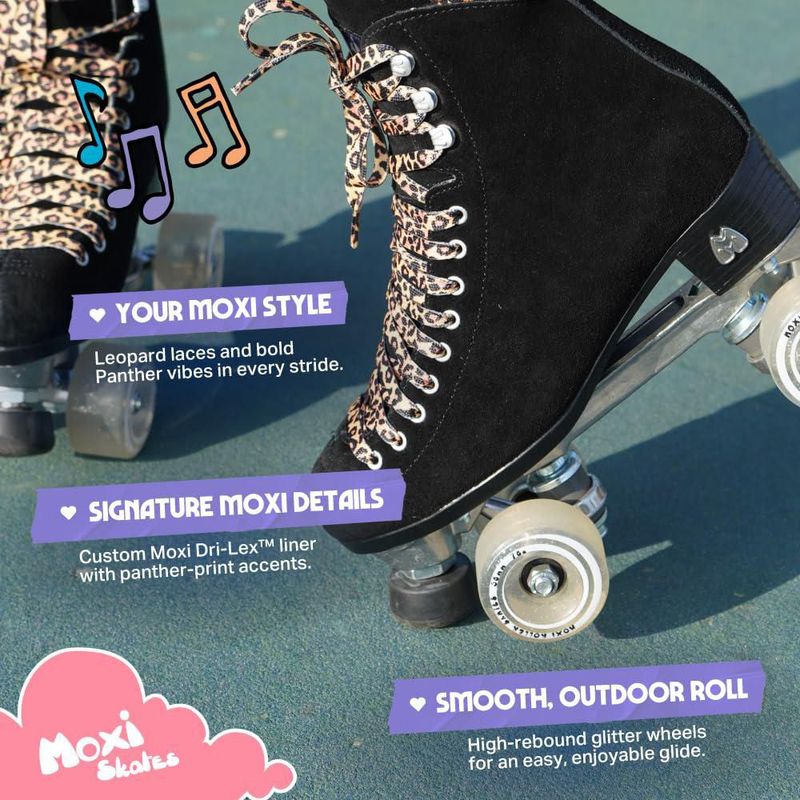 Patines de ruedas Moxi Panther de gamuza negra talla 3
