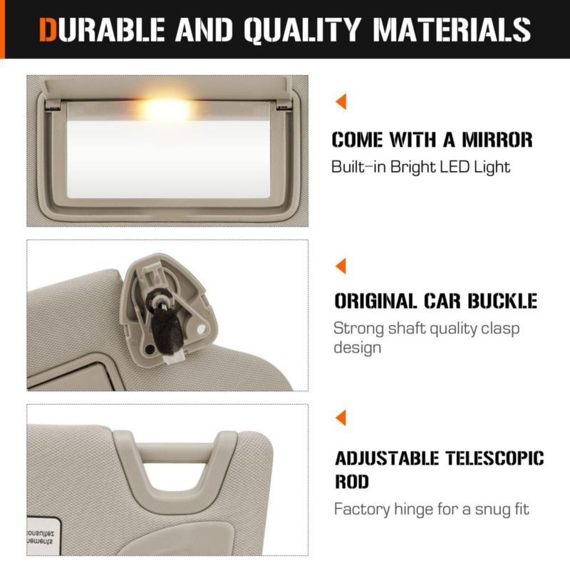 Visera solar izquierda y derecha Aeagle para Nissan Altima 2013‑2018 Beige con luz de vanidad