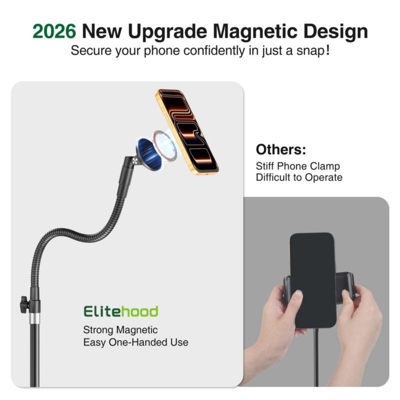 Trípode para teléfono elitehood 80 cm MagSafe con cuello de cisne flexible