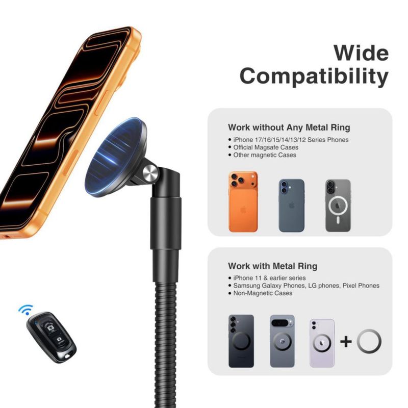 Trípode para teléfono elitehood 80 cm MagSafe con cuello de cisne flexible