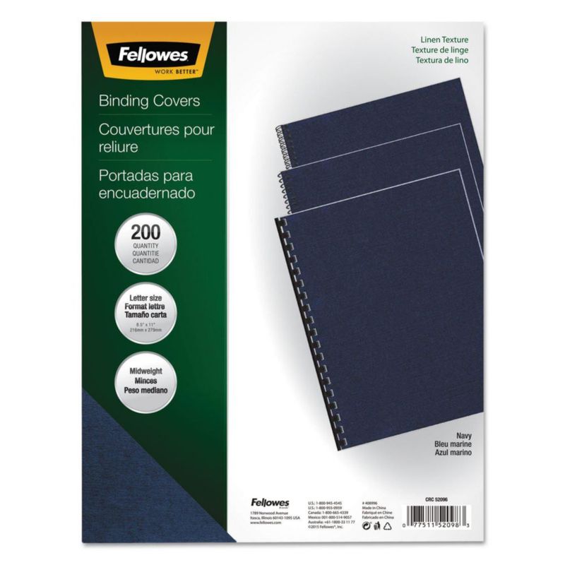 Portadas de presentación Fellowes tamaño carta azul marino - Pack de 200