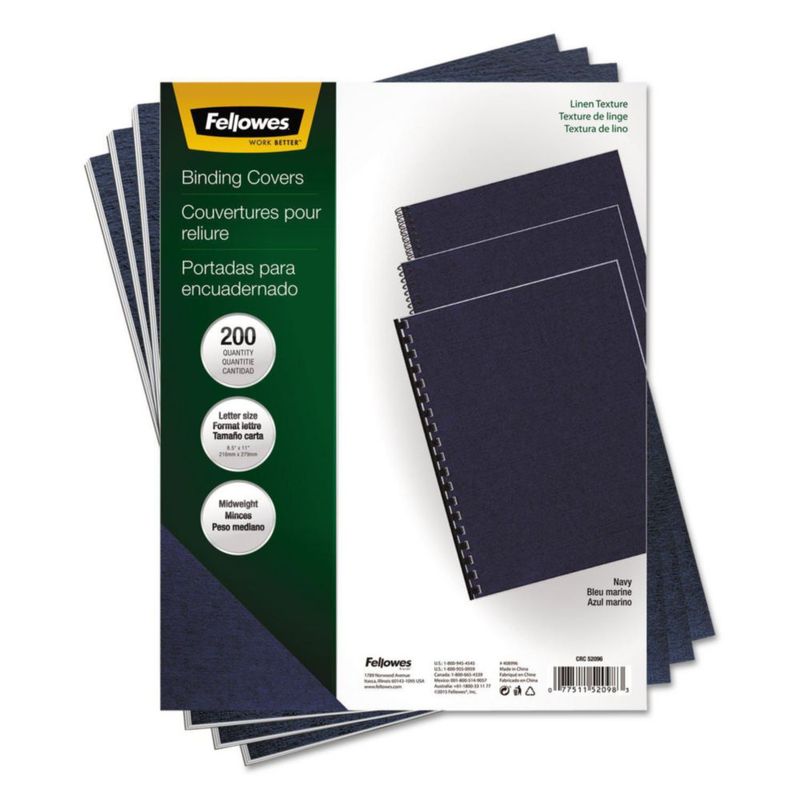 Portadas de presentación Fellowes tamaño carta azul marino - Pack de 200