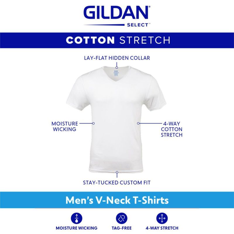 Camiseta Gildan cuello en V pack de 3 talla mediana blanco