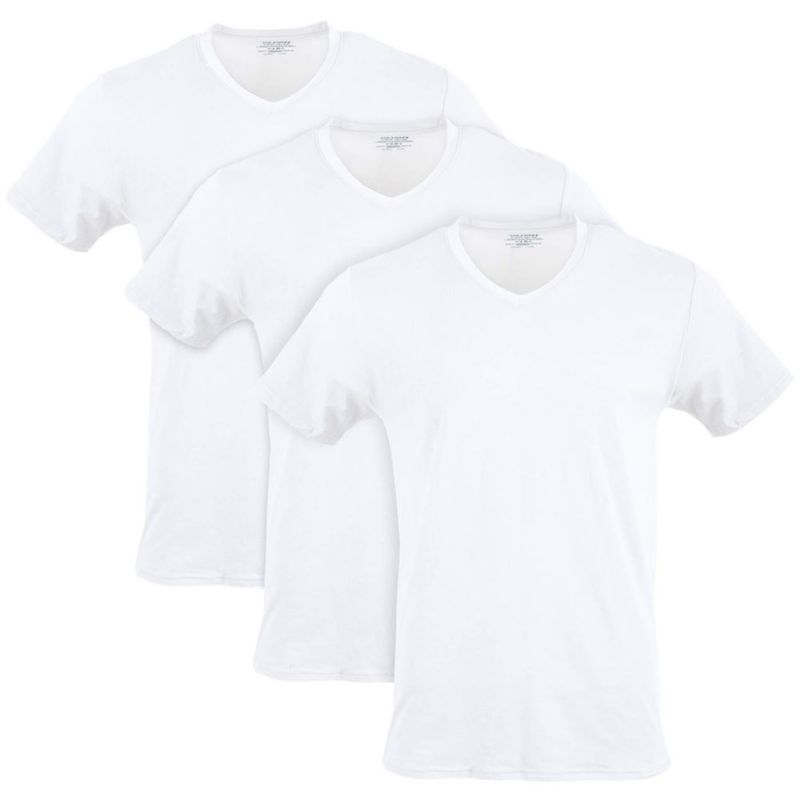 Camiseta Gildan cuello en V pack de 3 talla mediana blanco