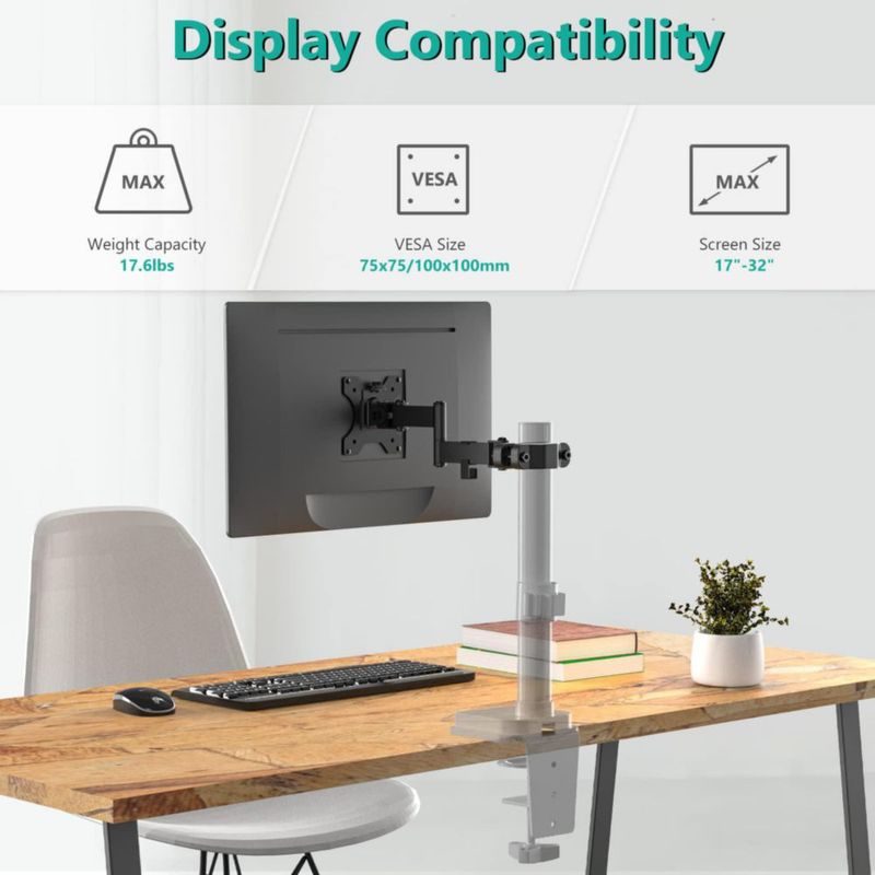 Brazo de monitor WALI 17-32" de movimiento completo negro VESA 75/100 mm