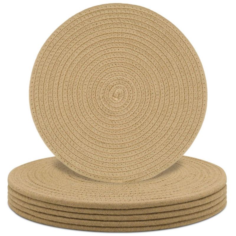 Mantel individual Jukercici de cuerda de algodón 33 cm – Pack de 6 color caqui