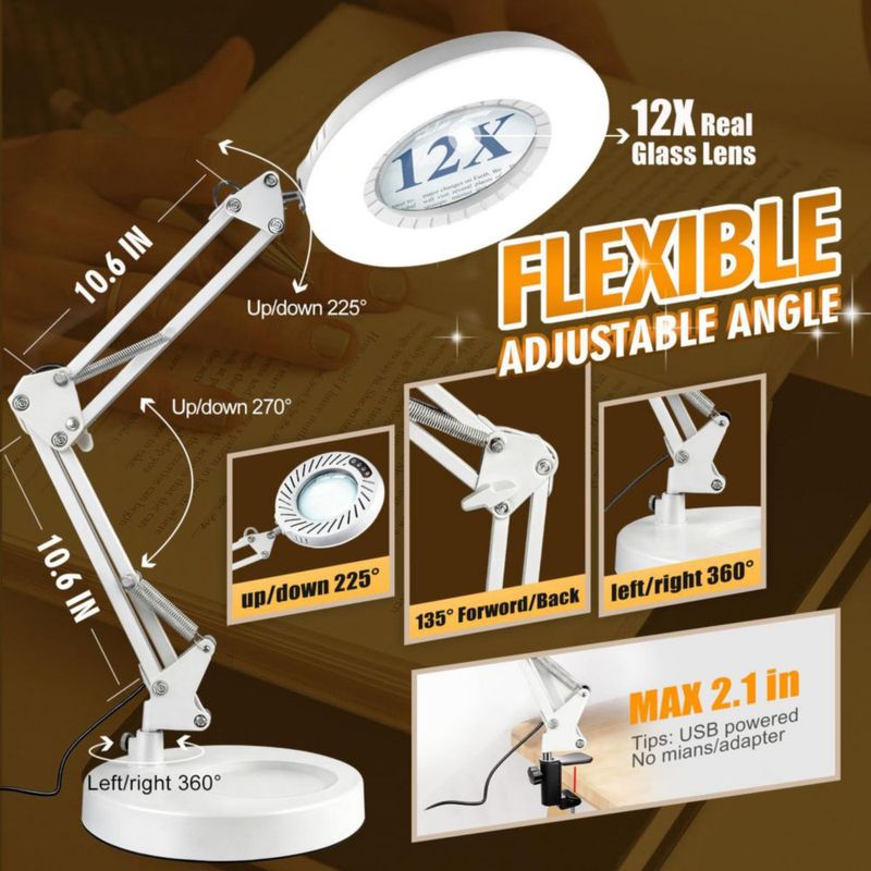 Lupa Toolastra 12X con Luz y Soporte
