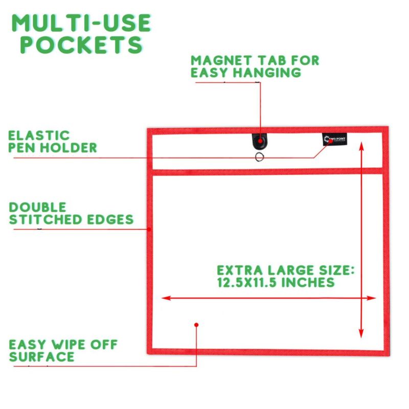 Bolsillos Magnéticos de Pizarra Secable Two Point Pack de 6 – Formato Horizontal