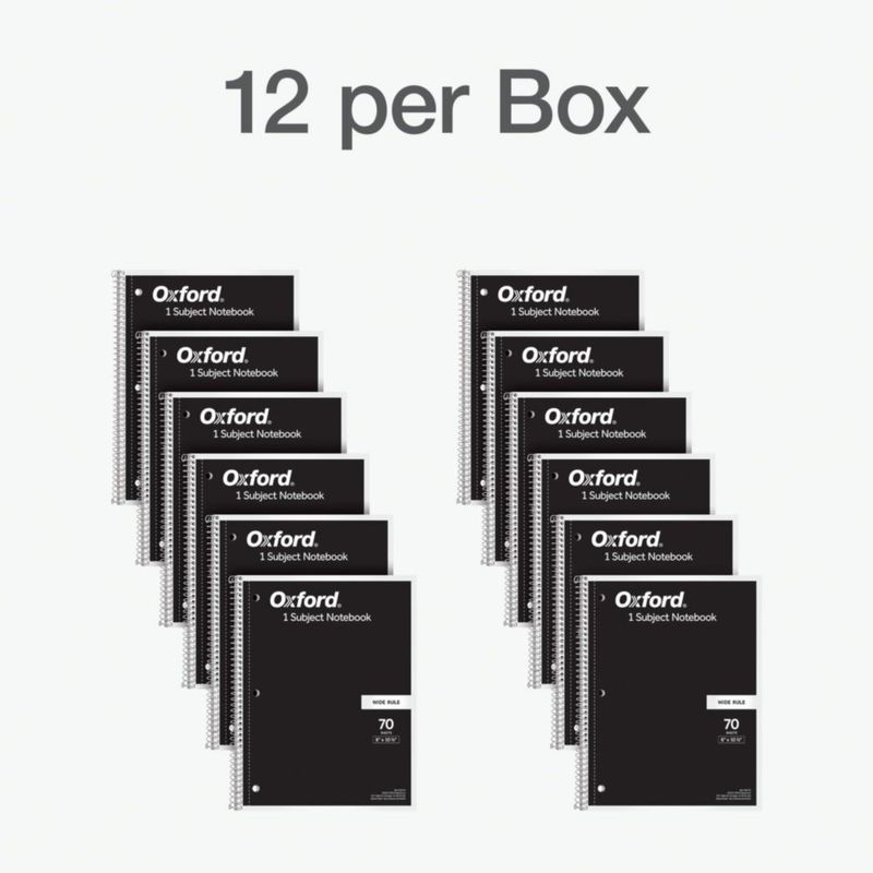 Cuaderno Oxford 12 unidades renglones anchos negro 70 hojas