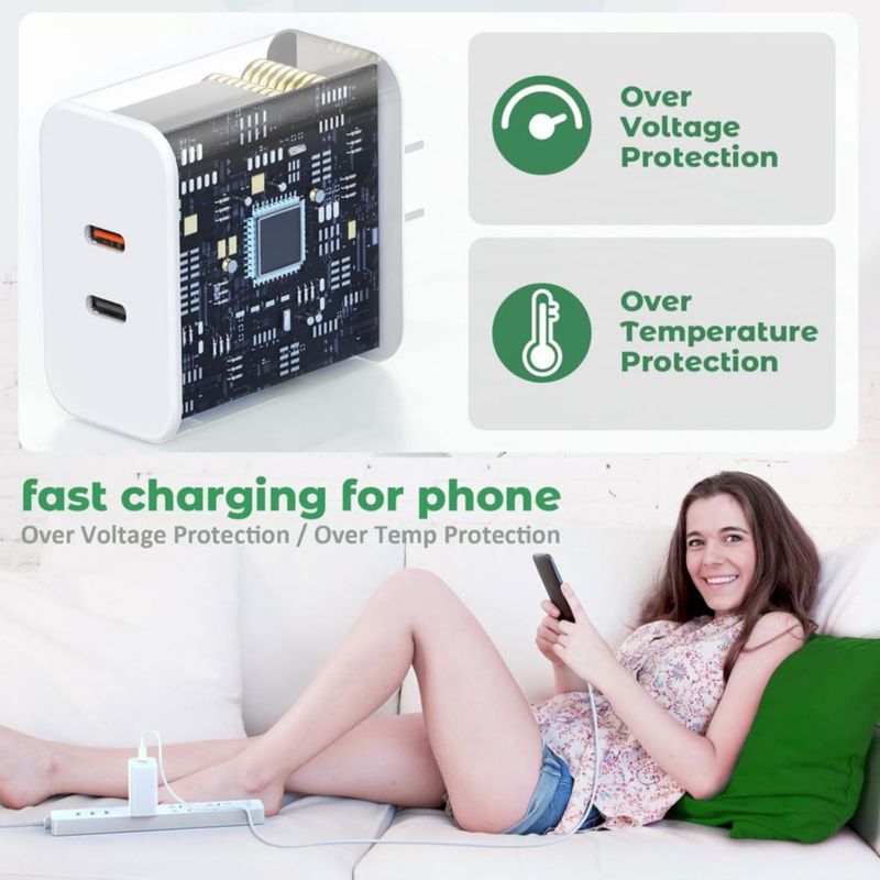 Cargador USB VOLZOR 40W Kit de carga rápida con doble puerto USB‑C