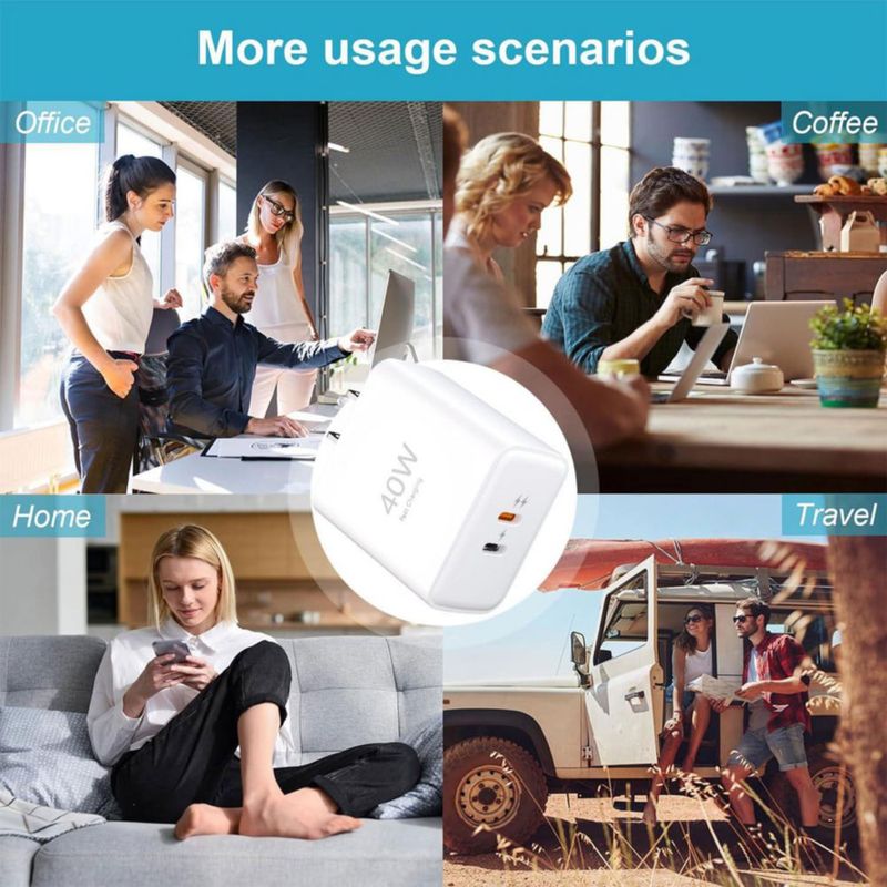 Cargador USB VOLZOR 40W Kit de carga rápida con doble puerto USB‑C