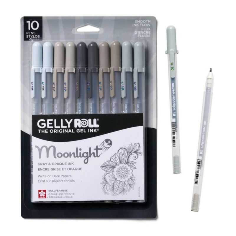 Set de 10 bolígrafos de gel SAKURA Gelly Roll Moonlight gris