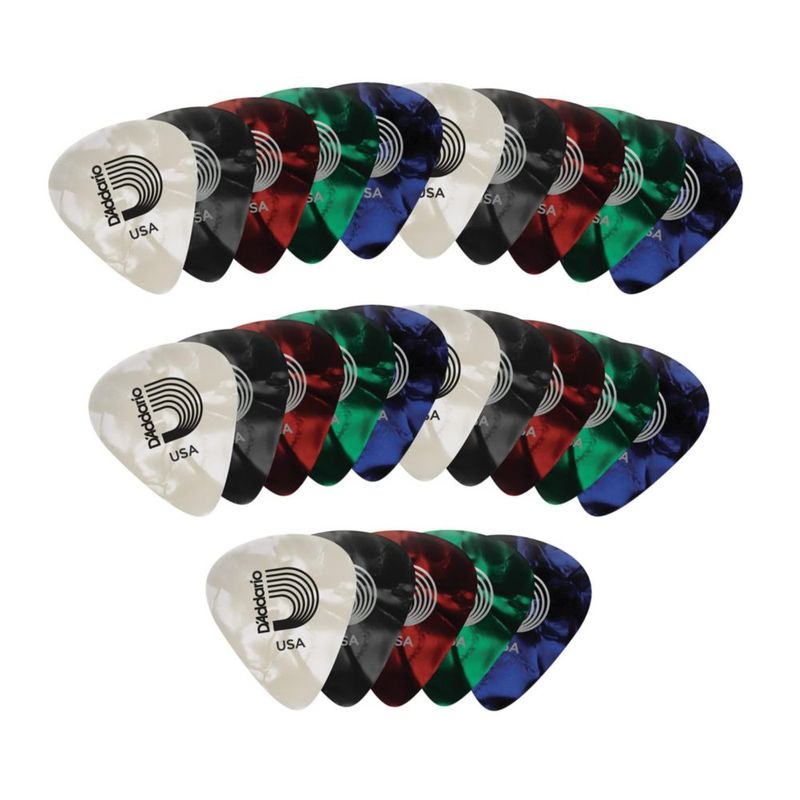 Púas de guitarra D'Addario de celuloide surtidas medianas 070 mm paquete de 25