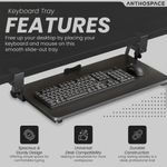 Bandeja para teclado ANTHOSPACE de 64 cm con sujeción tipo abrazadera y deslizamiento