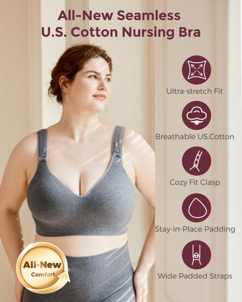 Sujetador Momcozy Busty de Algodón EE. UU. para Lactancia - Gris