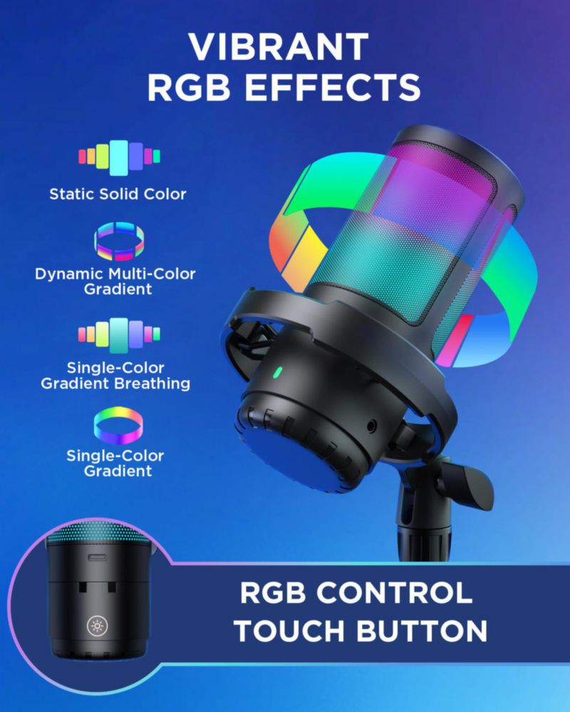Soporte de Micrófono InnoGear USB Gaming Negro RGB