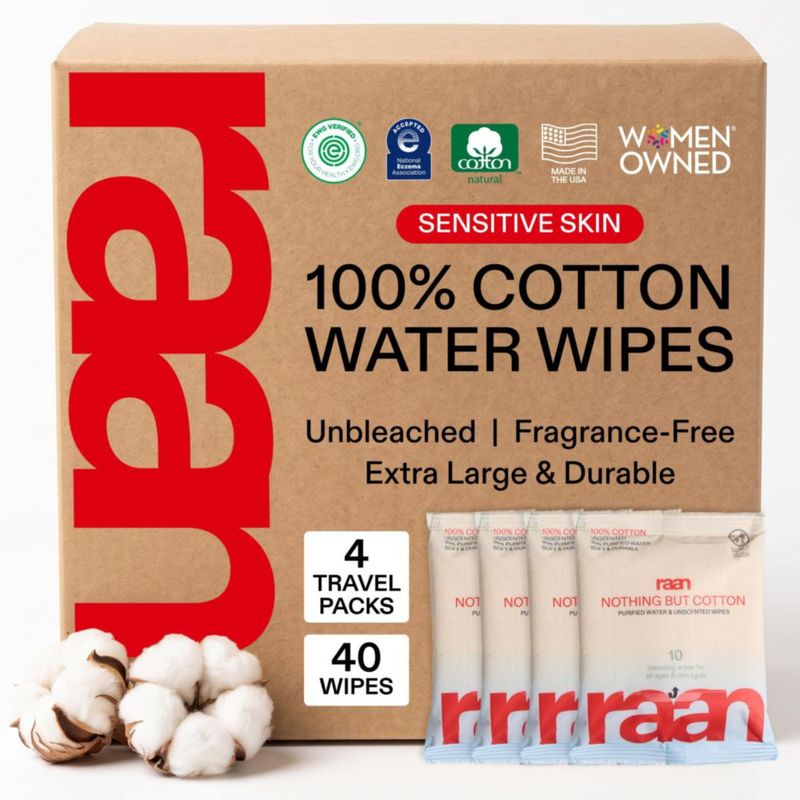 Toallitas Húmedas para Bebé Raan Algodón 4 Pack (40 unidades) Sin Fragancia