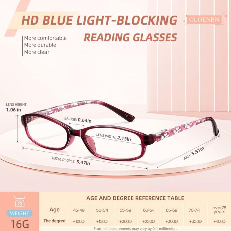 Gafas de Lectura OLOENBN 2.25 con Bloqueo de Luz Azul - Pack de 6