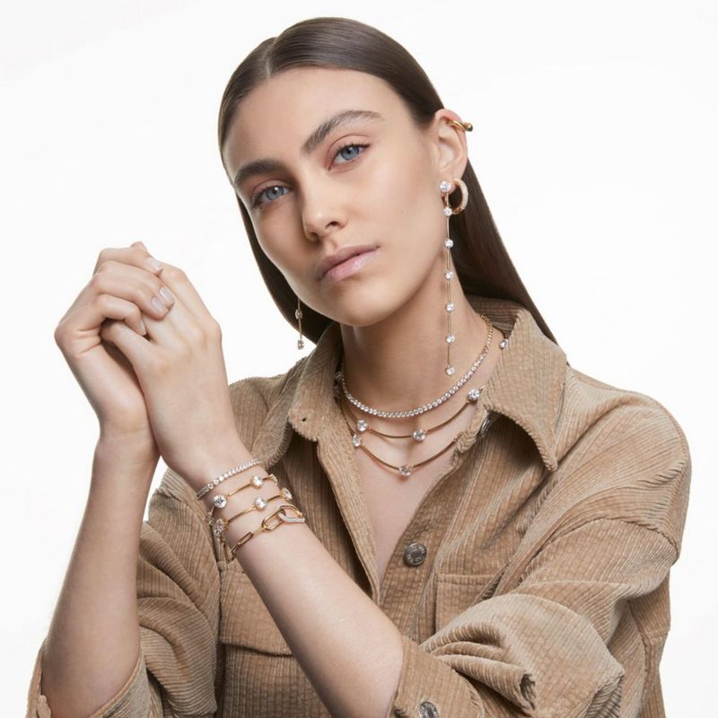 Pendiente Swarovski Mediano Chapado en Oro Blanco