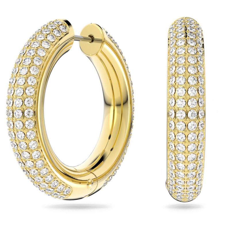 Pendiente Swarovski Mediano Chapado en Oro Blanco