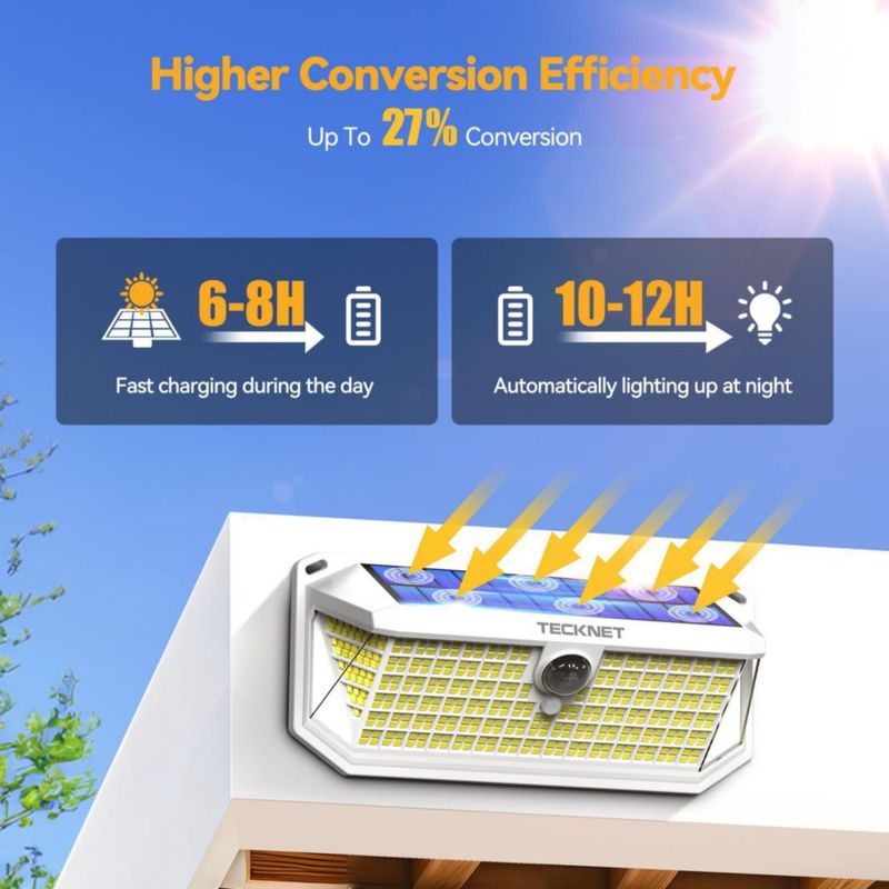 Luces solares TECKNET 4200 lm con sensor de movimiento paquete de 2