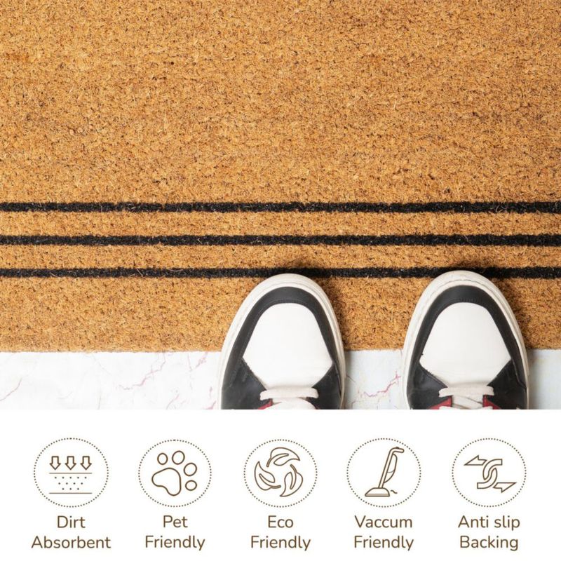 Felpudo Eco Living 43x26 cm de Coco Beige con Rayas