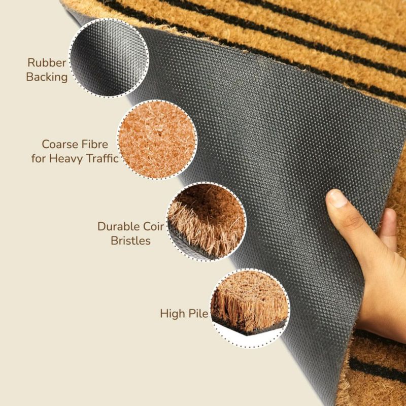 Felpudo Eco Living 43x26 cm de Coco Beige con Rayas