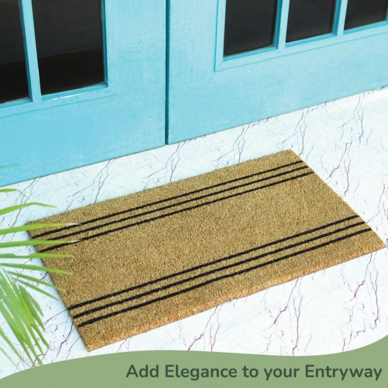 Felpudo Eco Living 43x26 cm de Coco Beige con Rayas