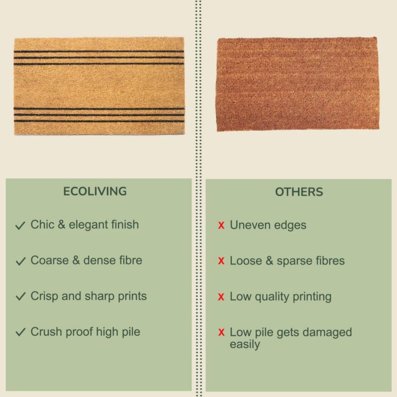 Felpudo Eco Living 43x26 cm de Coco Beige con Rayas