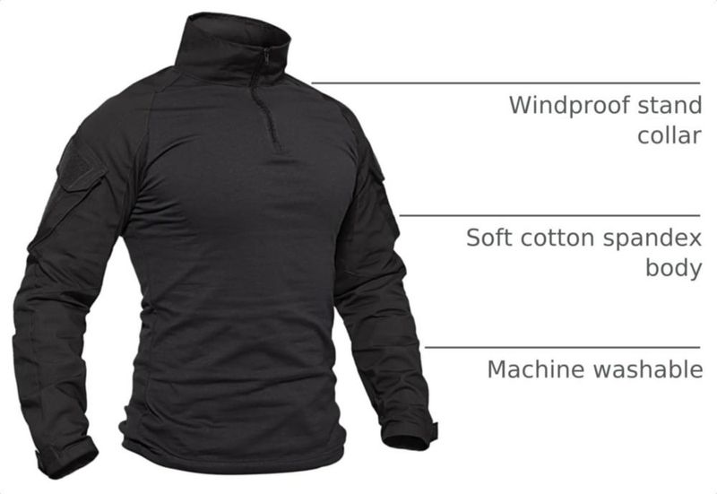 Camisa de Combate TACVASEN 1/4 de Cremallera para Airsoft y Senderismo