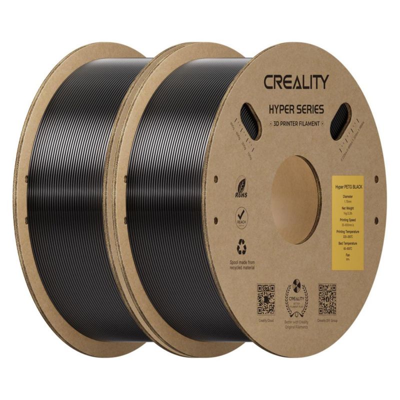 Filamento Creality PETG 1.75 mm Negro 2 kg (Pack de 2)