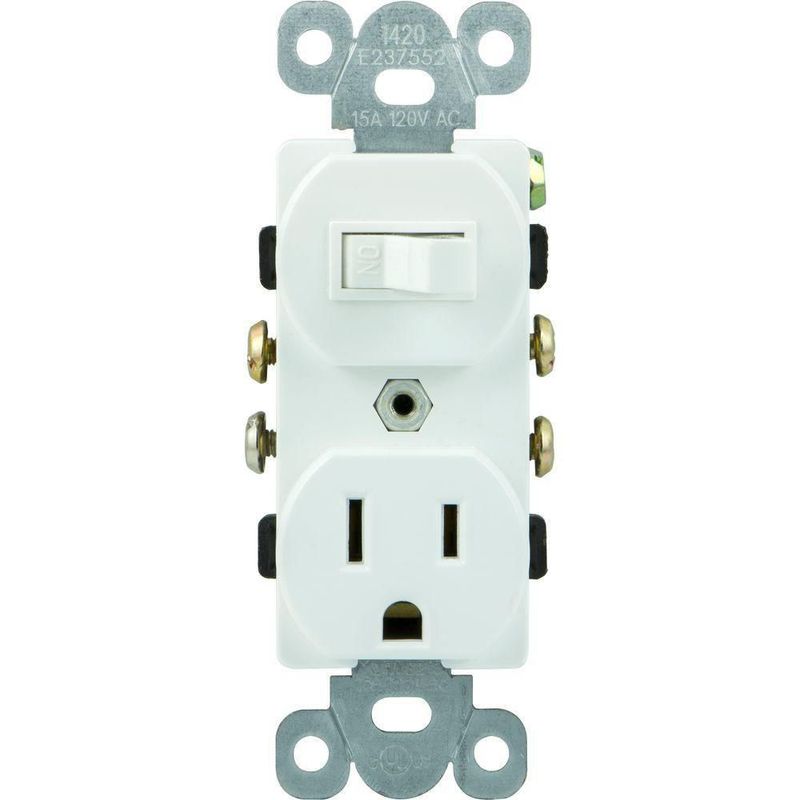 Interruptor/toma GE blanco 120V 15A con puesta a tierra