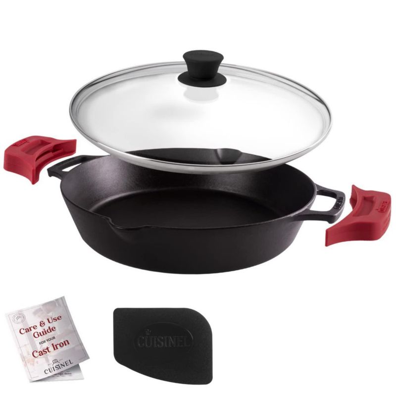 Sartén Cuisinel de hierro fundido 30 cm + tapa + raspador