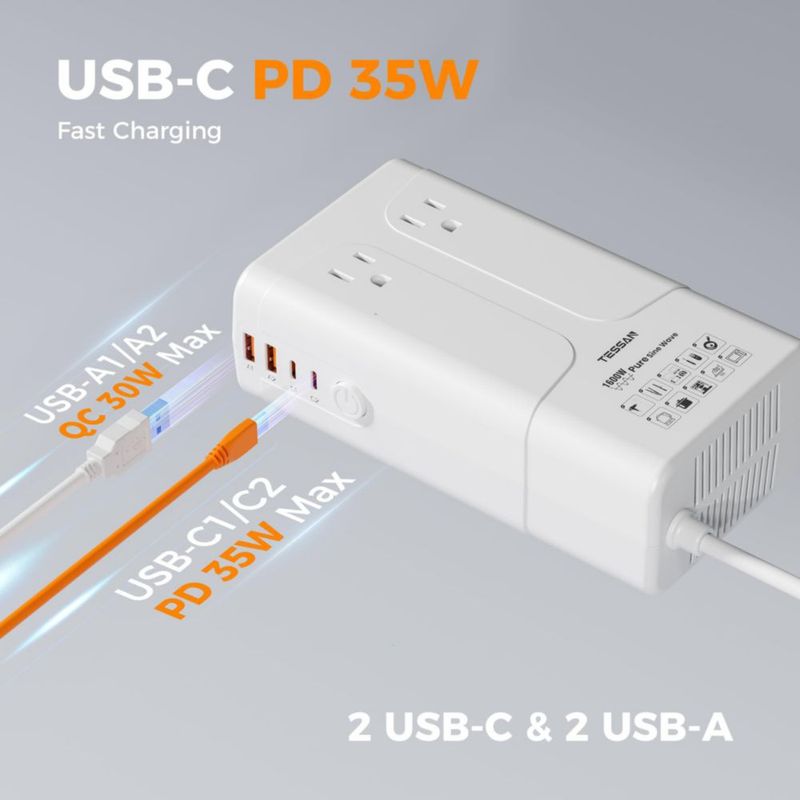 Convertidor de Voltaje TESSAN 1600W 220V a 110V